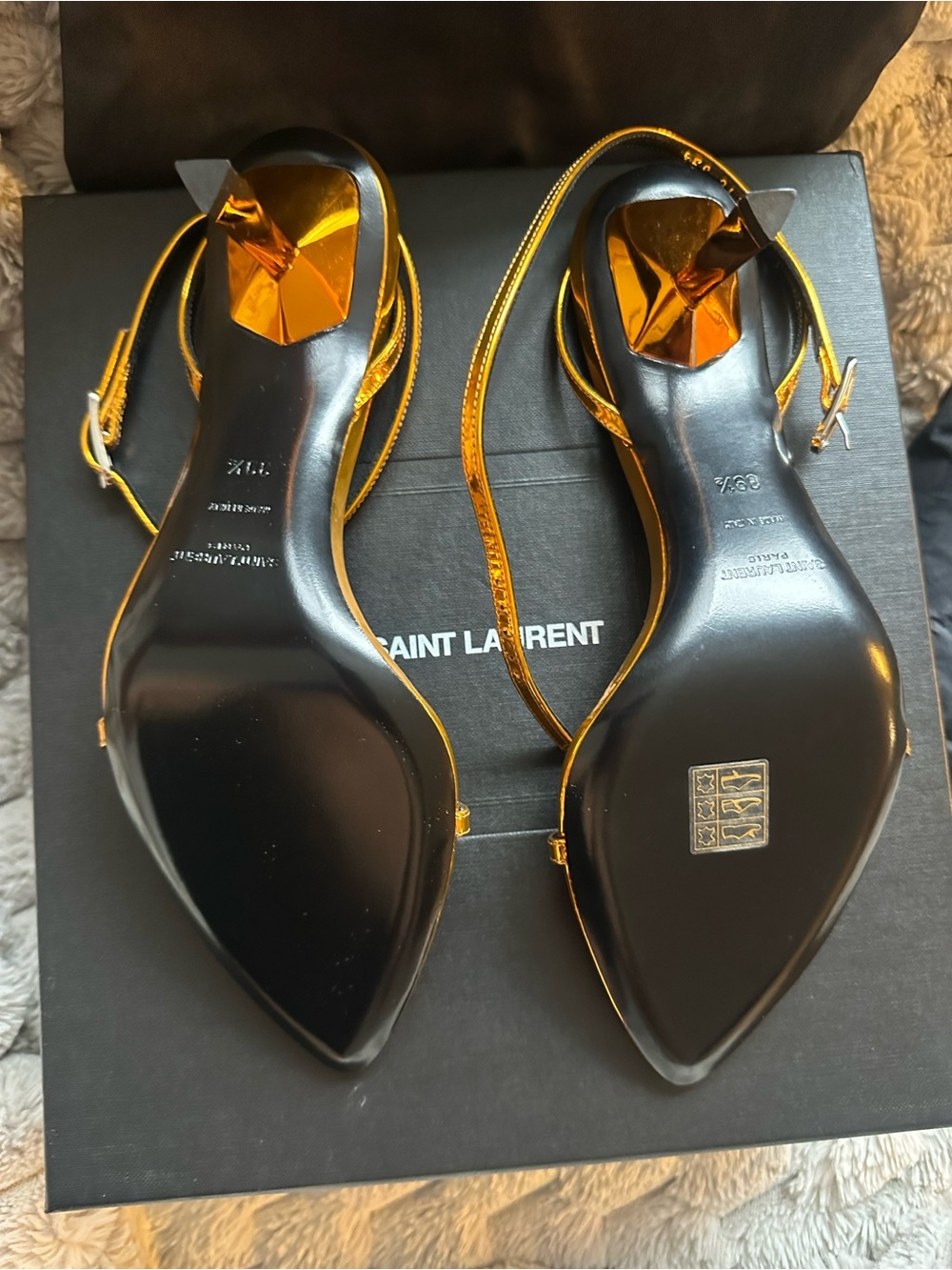 Saint Laurent Metal Tangerine 75mm Kitty sandals - Picture 8 of 10